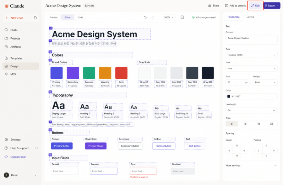 claude ai ui design
